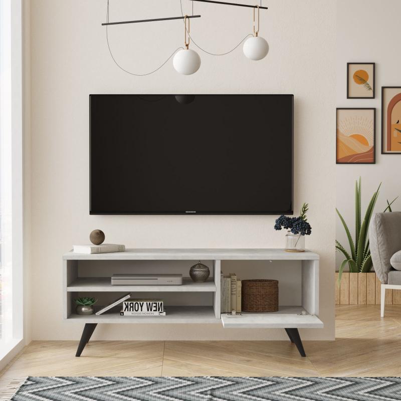 Elegantný TV stolík CUDU 110 cm, MDF, svetlo šedý
