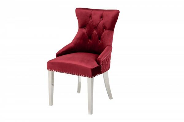 Stolička CASTLE Chesterfield vintage červená, zamat