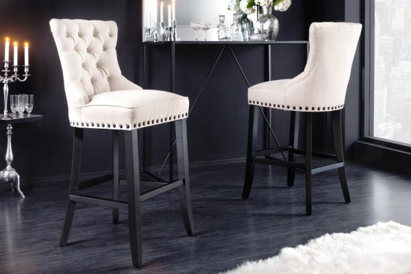 Dizajnová barová stolička CASTLE béžová, čierna, štruktúrovaná látka