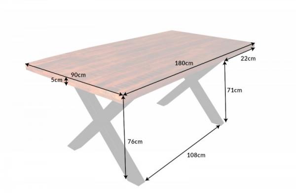 Industriálny jedálenský stôl WOOD ART 180 cm, mango