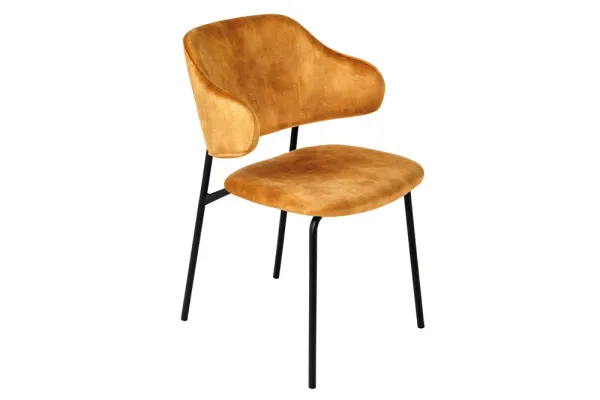 Dizajnová stolička VOGUE, horčicovožltá, zamat