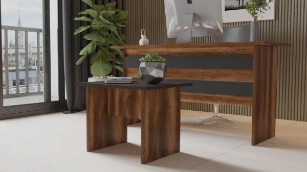 Dizajnový konferenčný stolík VISTA 60 cm, MDF, hnedý, antracit