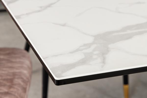 Rozkladací jedálenský stôl MARVELOUS 180-220-260 cm, biely, mramorová keramika