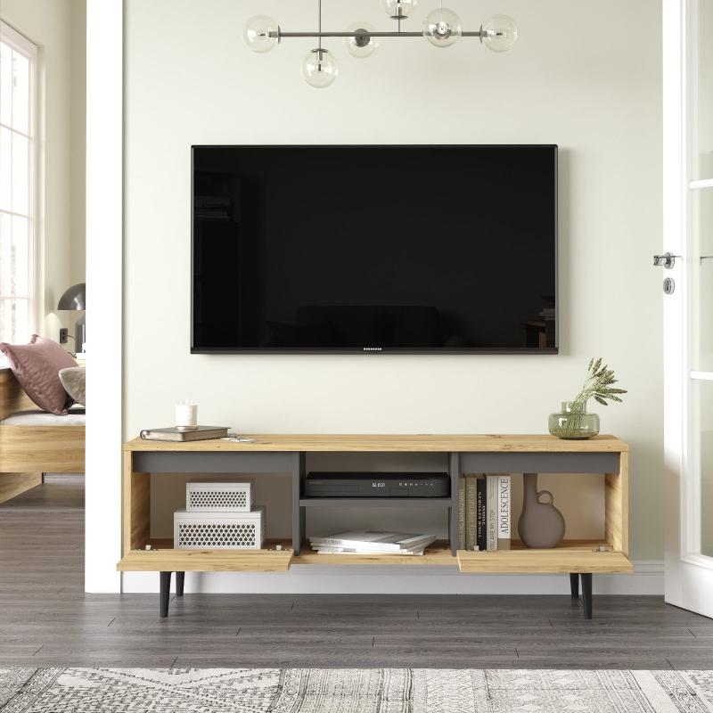 Elegantný TV stolík ARCA 140 cm, MDF, svetlohnedý