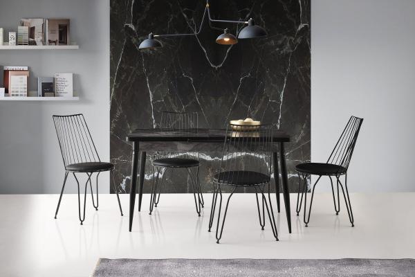 Dizajnový jedálenský stôl OTOMATIC 130 - 130 cm, čierny