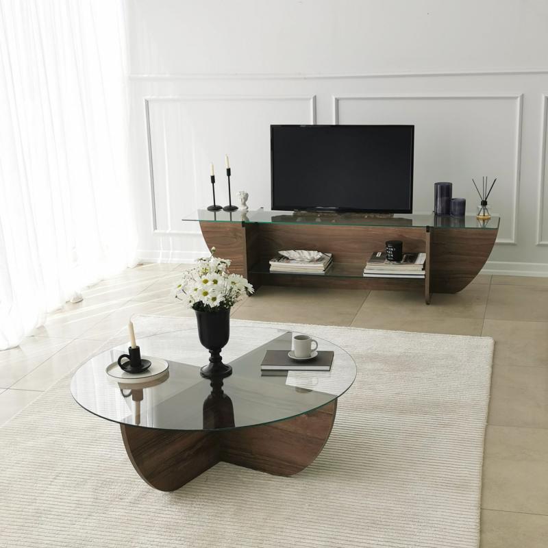 Dizajnový TV stolík BUBBLE 158 cm, orech, hnedý
