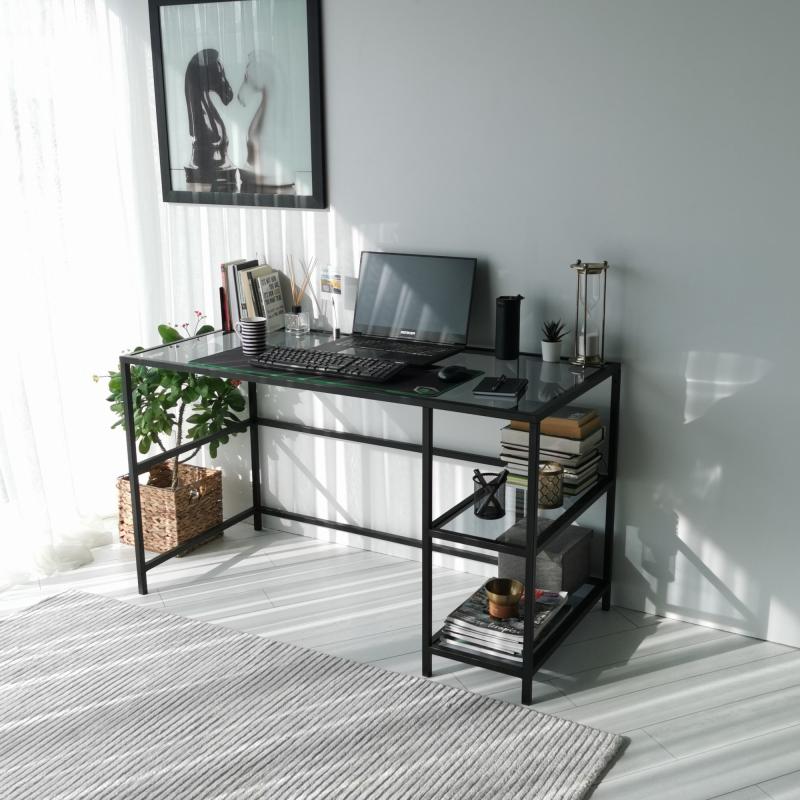 Dizajnový pracovný stôl MASASI 130 cm, čierny, matný