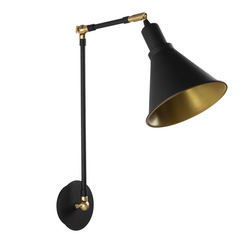 Dizajnová nástenná lampa BERSTE 56 cm, čierna, zlatá