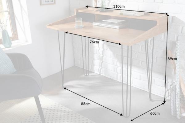 Priemyselný stôl STUDIO 110 cm dub, prírodný, čierny
