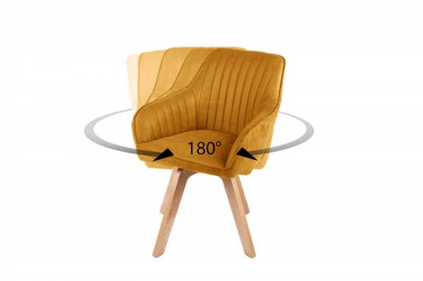 Otočná dizajnová stolička LIVORNO, horčicovo zltá, zamat
