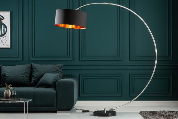 Dizajnová oblúková lampa PYTHON 190 cm čierna, zlatá