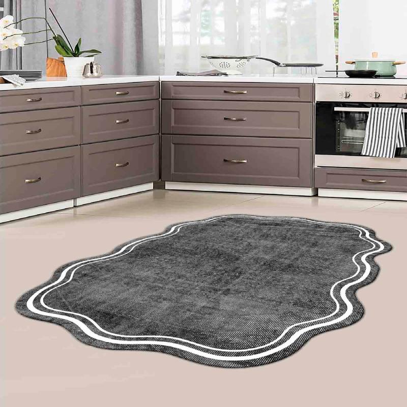 Dizajnový koberec WOOKECE 80 x 150, šedý, biely