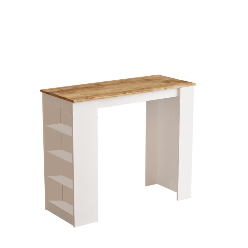 Dizajnový barový stôl STYLE 120 cm, MDF, biely, prírodný