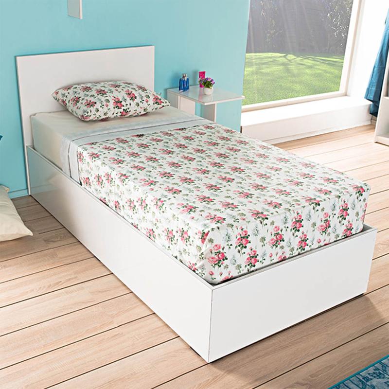 Jednolôžková posteľ s úložným priestorom KRB 90x190 cm, MDF, biela