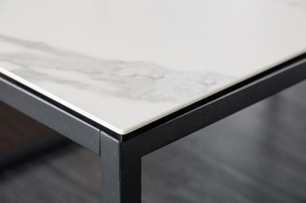 Dizajnový konferenčný stolík SYMBIOSE 100 cm mramorovo biely