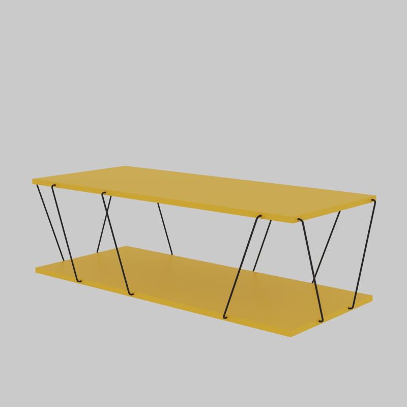 Moderný konferenčný stolík CANAZ 120 cm, MDF, žltý, čierny