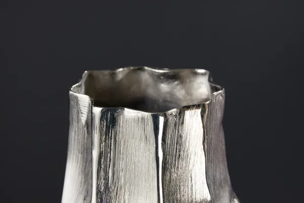 Dizajnová váza ORGANIC ORIENT 45 cm, strieborná