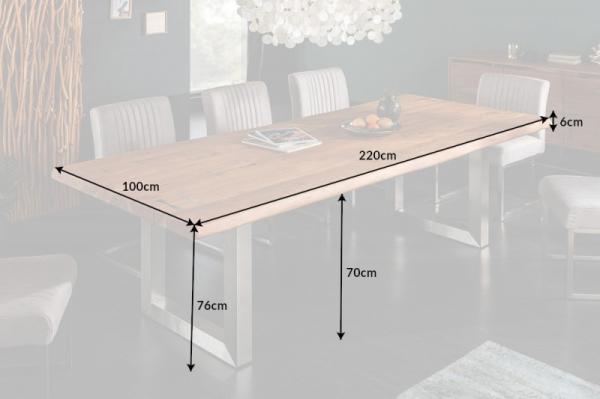 Masívny jedálenský stôl MAMMUT ARTWORK 220 cm prírodný, akácia