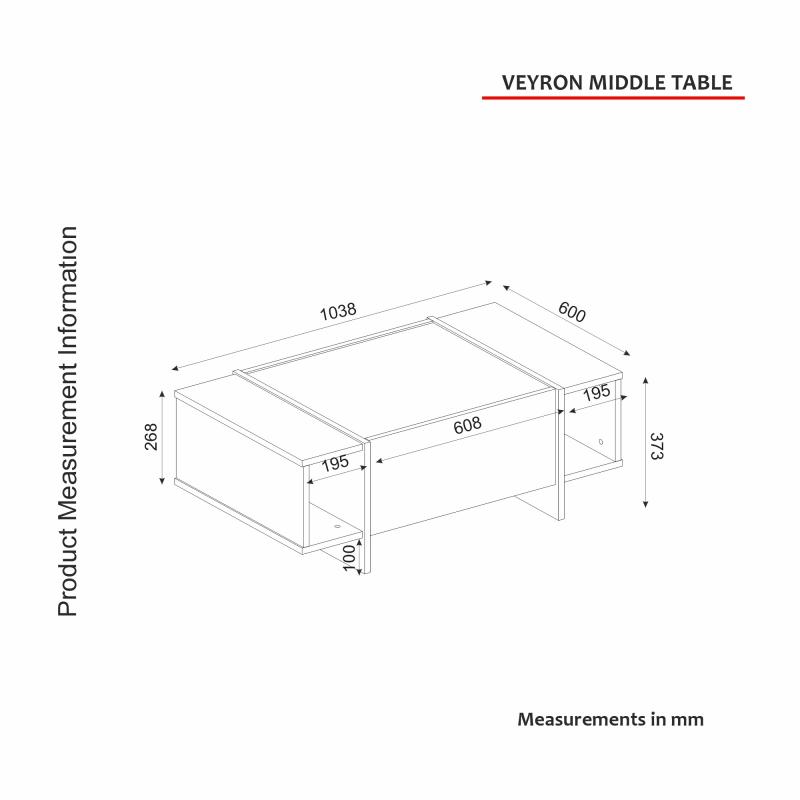 Elegantný konferenčný stolík VEYRON 104 cm, MDF, tmavošedý, mramorový vzhľad