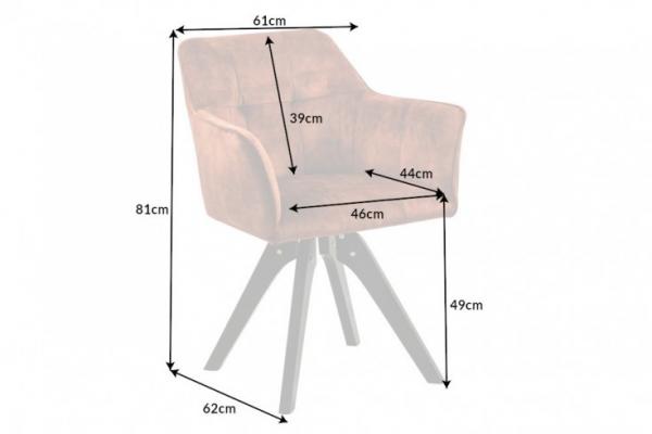 Otočná dizajnová stolička LOFT medeno hnedá, zamatová, retro štýl s ozdobným prešívaním