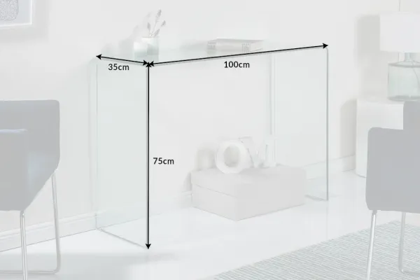 Extravagantný sklenený konzolový stôl FANTOME 100 cm transparentný