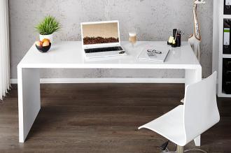 Dizajnový pracovný stôl FAST TRADE 140 cm s vysokým leskom, biely