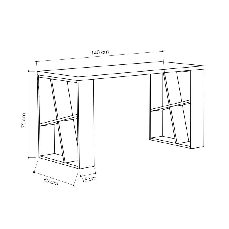 Elegantný pracovný stôl HONEY 140 cm, MDF, dubová dýha, biely