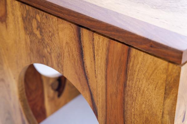 Masívny príručný stolík CUBUS 40 cm, sheesham, prírodný