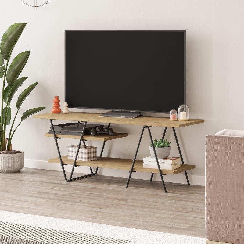 TV stolík ESSEL SIDE 110 cm, MDF, dubová dýha
