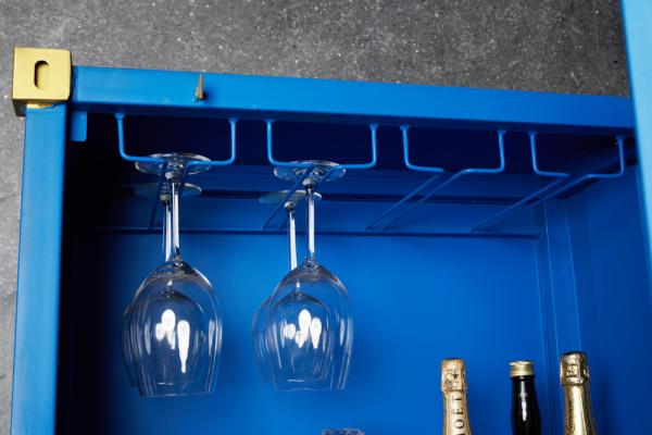 Dizajnový barový skriňový kontajner GLOBETROTTER 180 cm, modrý