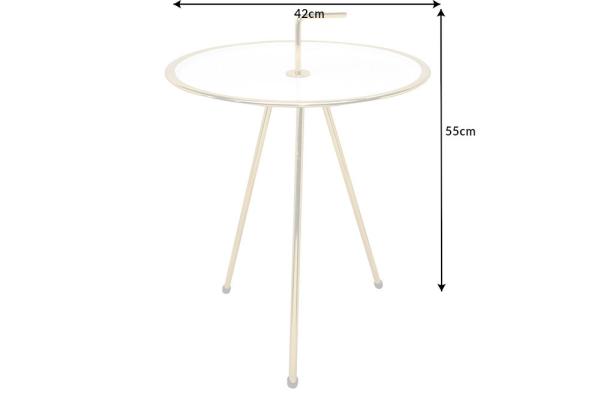 Ručne vyrobený príručný stolík SIMPLY CLEVER 42 cm, biely, zlatý