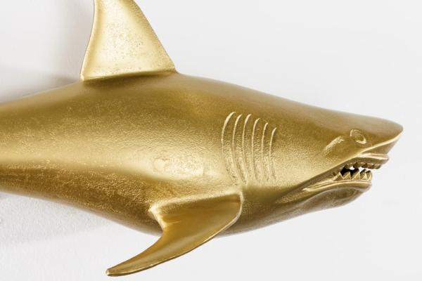 Dizajnová nástenná dekorácia SHARK 68 cm, sada dvoch kusov, zlatá