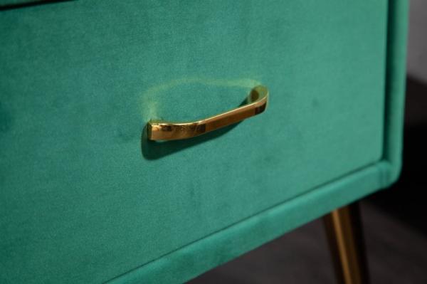 Nočný stolík FAMOUS 45 cm smaragdovo zelený, zamat