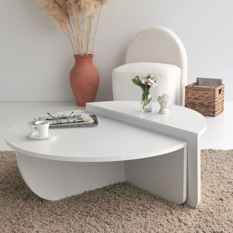 Elegantný konferenčný stolík PODIUM 90 cm, MDF, biely