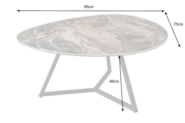 Moderný konferenčný stolík MARVELOUS 90 cm, taupe mramor, talianská keramika