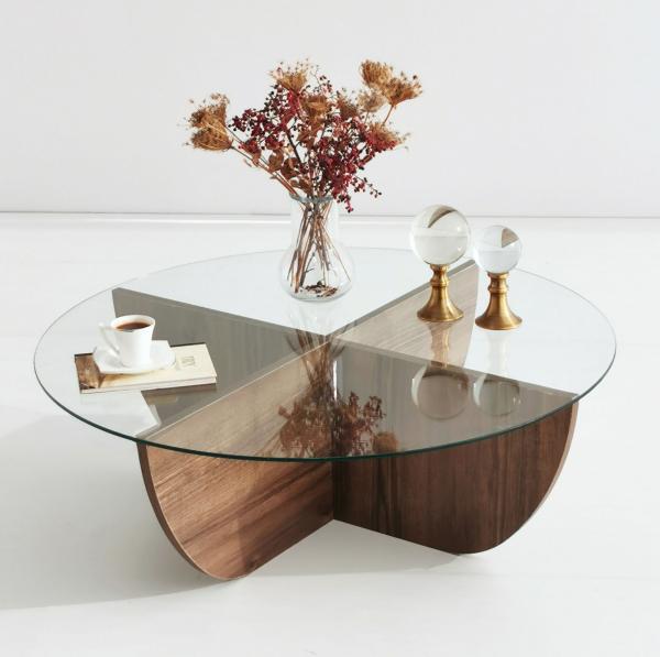 Dizajnový konferenčný stolík BUBBLE 90 cm, orech, hnedý