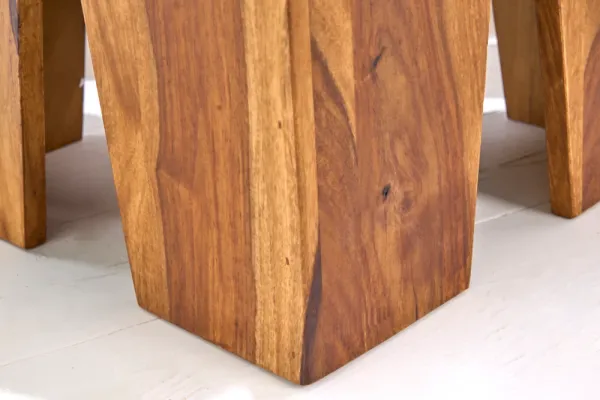 Súprava masívneho príručného stolíka JUNGLE 35 cm, sheesham, prírodný