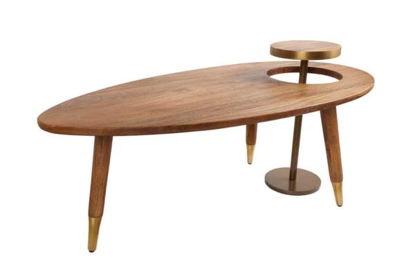 Konferenčný stolík z masívneho dreva GATSBY 110 cm, prírodný, zlatý, mango