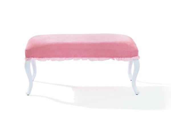 Detská dizajnová lavica DREAM 92 cm, ružová, biela, zamat
