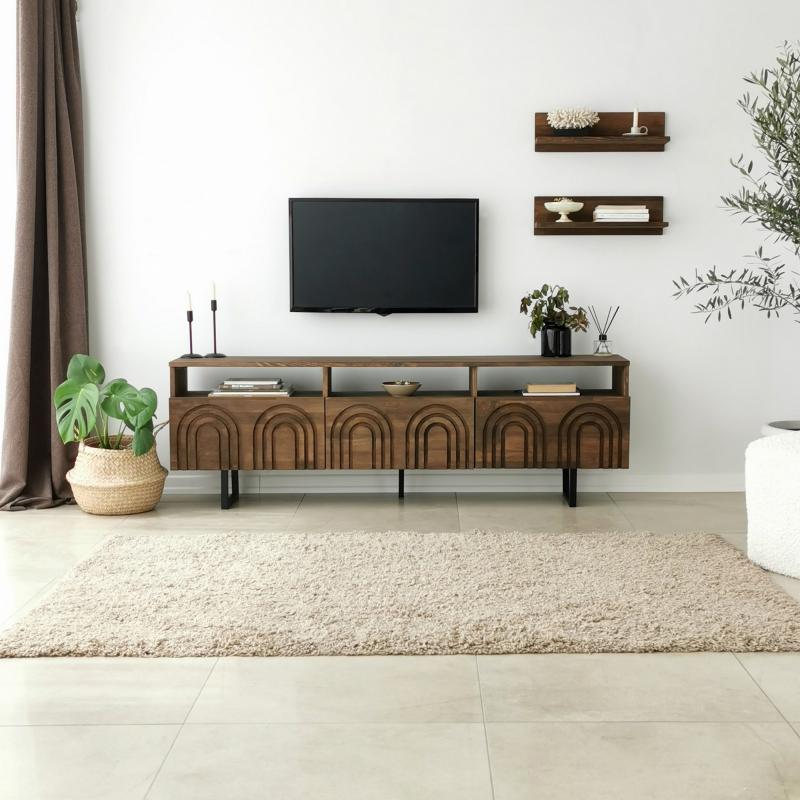 Masívny TV stolík HELEN 170 cm borovica, prírodný