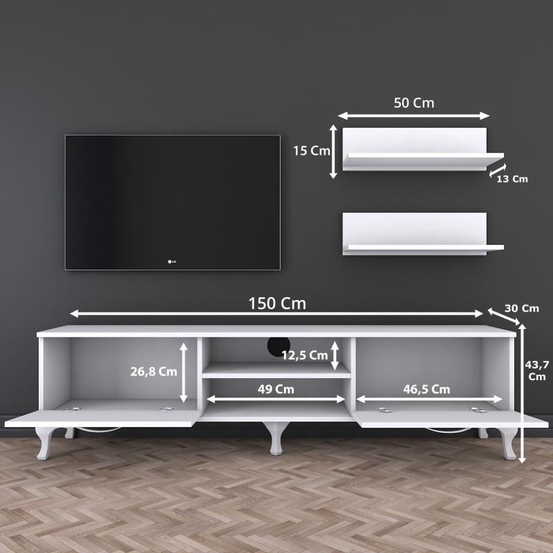 Dizajnový TV stolík UNIT 150 cm, MDF, biely