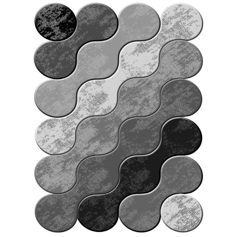 Dizajnový koberec WOOKECE 80 x 150, biely, šedý, čierny