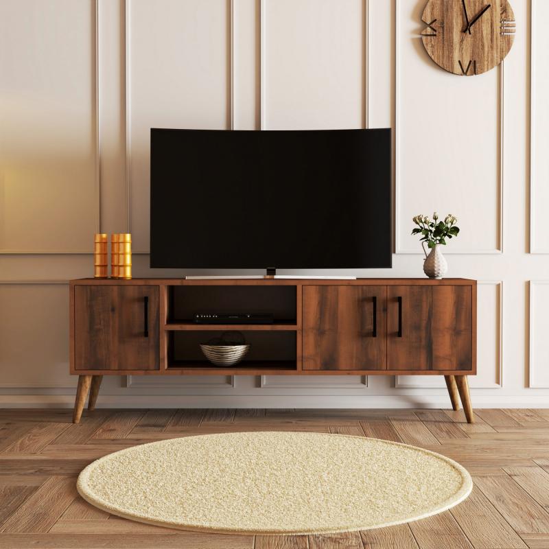 Dizajnový TV stolík EXXEN 150 cm, MDF, orechová dýha