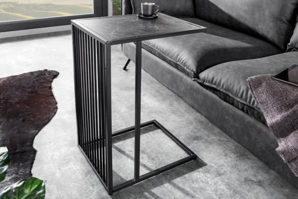 Dizajnový príručný stolík ARCHITECTURE 65 cm, mramorový, čierny