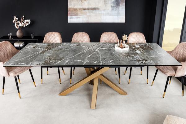 Rozkladací jedálenský stôl MARVELOUS 180-220-260 cm, šedý, mramorová keramika