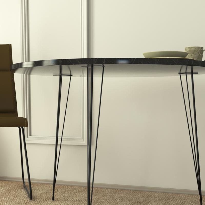 Moderný jedálenský stôl SANDALF 90 cm, MDF, čierny, okrúhly