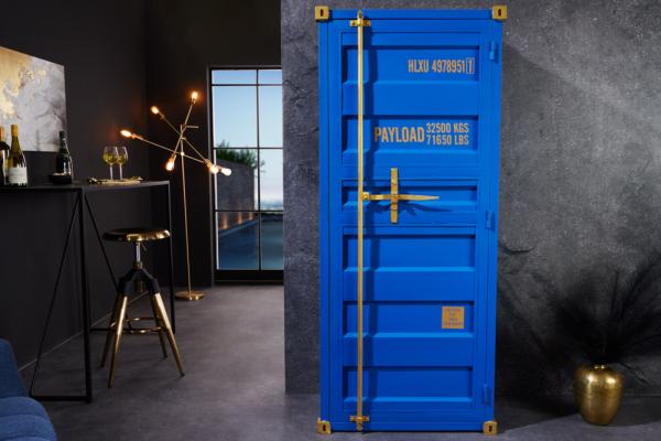 Dizajnový barový skriňový kontajner GLOBETROTTER 180 cm, modrý