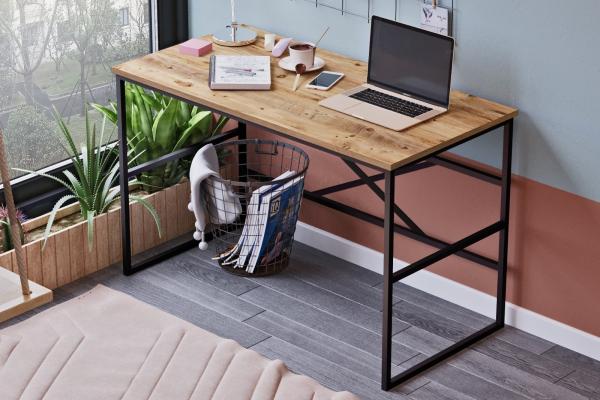 Dizajnový pracovný stôl MASASI 120 cm, prírodný, čierny