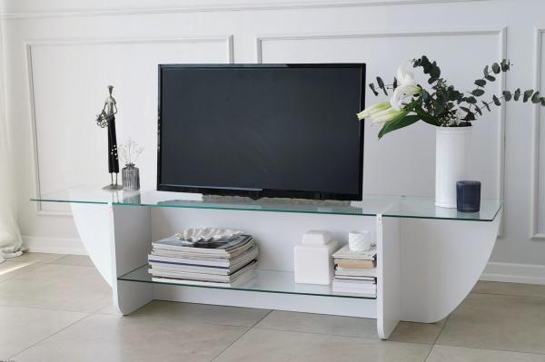 Dizajnový TV stolík BUBBLE 158 cm, biely