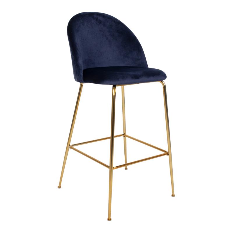 Dizajnová barová stolička LAUSANNE, modrý zamat